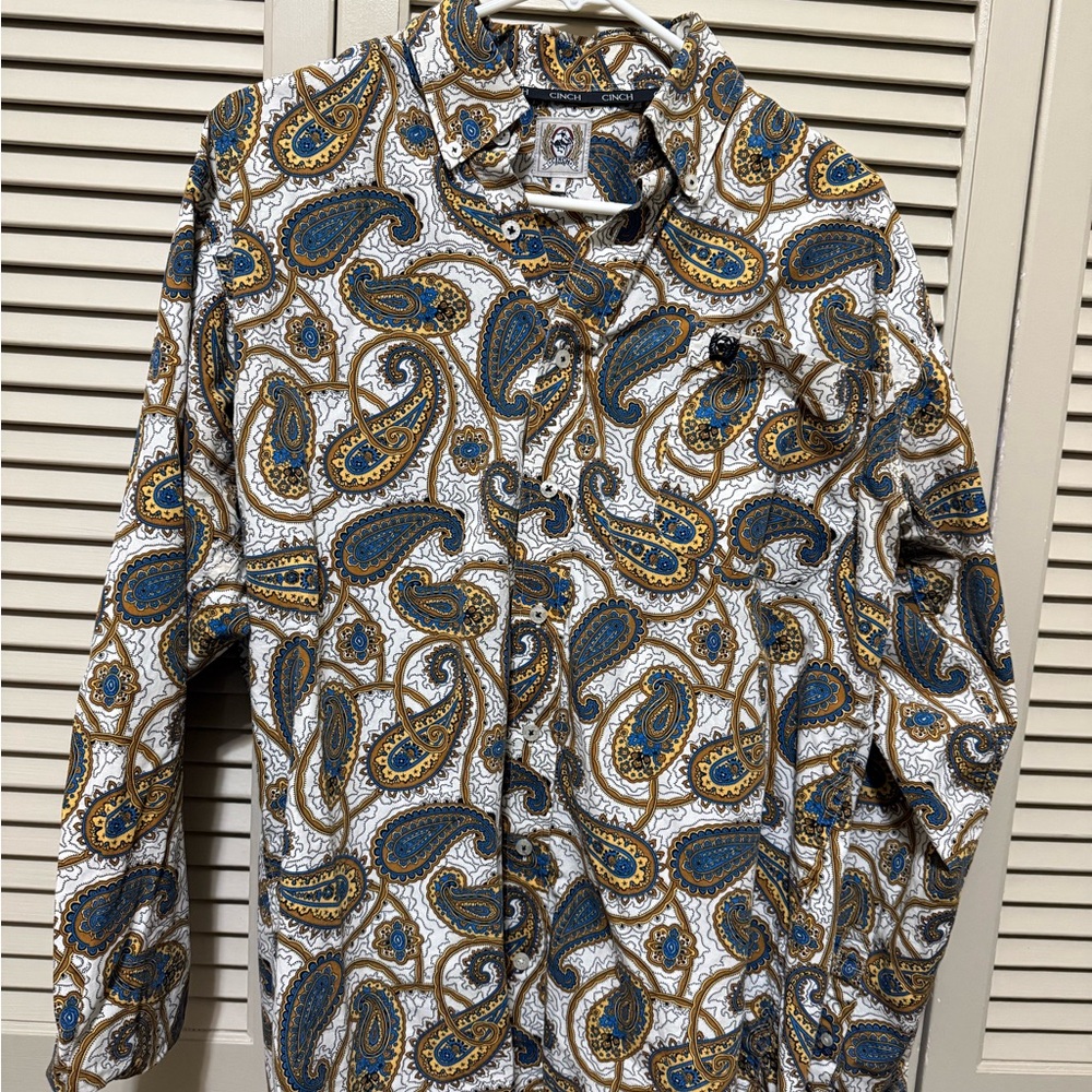 Cinch Blue and Brown Paisley Shirt